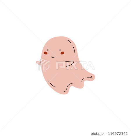 A festive Halloween illustration featuring a funny ghost character in a flat style A festive Halloween illustration featuring a funny ghost character in a flat style 116972542