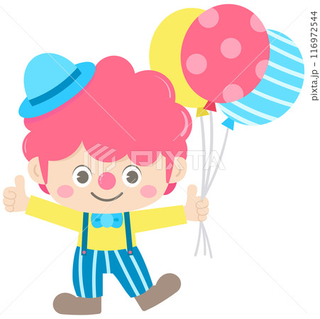 Cute circus carnival animals and snack cartoon illustration A Clown 116972544