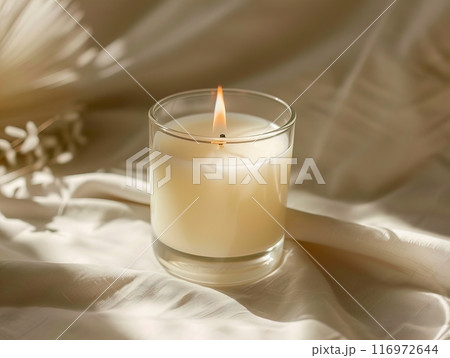 Candle mockup, A Beautifully Tranquil Candlelight Scene Perfect for Both Relaxation and Home Decor 116972644