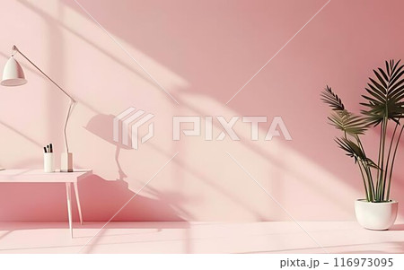 光が差し込むピンクの部屋 116973095