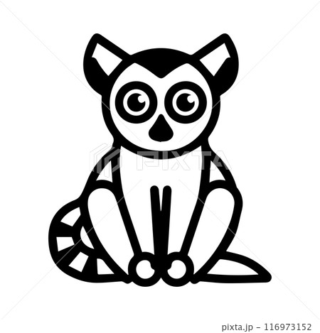 Lemur icon or modern line symbol. Vector line art and icon design with bold outline. Black and white Pixel Perfect minimalistic symbol isolated white background. Silhouette simple thin sign Lemur icon or modern line symbol. Vector line art and icon design with bold outline. Black and white Pixel Perfect minimalistic symbol isolated white background. Silhouette simple thin sign 116973152