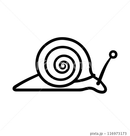 Snail icon or modern line symbol. Vector line art and icon design with bold outline. Black and white Pixel Perfect minimalistic symbol isolated white background. Silhouette simple thin sign 116973173