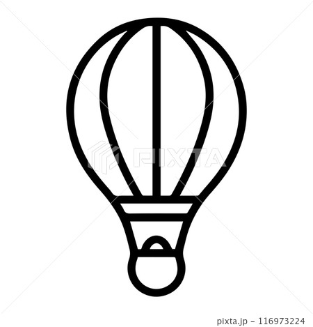 hot air balloon icon or modern line symbol. Vector line art and icon design with bold outline. Black and white Pixel Perfect minimalistic symbol isolated white background. Silhouette simple thin sign 116973224