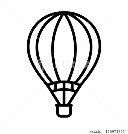 hot air balloon icon or modern line symbol. Vector line art and icon design with bold outline. Black and white Pixel Perfect minimalistic symbol isolated white background. Silhouette simple thin sign 116973225