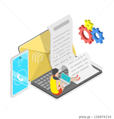 3D Isometric Flat Illustration of Customer Service, Global Technical Hotline Support. Item 2 3D Isometric Flat Illustration of Customer Service, Global Technical Hotline Support. Item 2 116974110