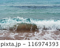 Crystal-clear turquoise waves gently break on the shore 116974393