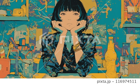 デスクワークをするおしゃれな女の子,Generative AI AI画像 116974511