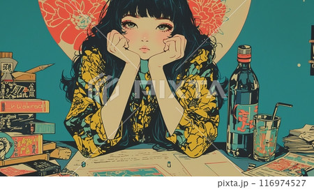 デスクワークをするおしゃれな女の子,Generative AI AI画像 116974527