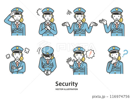女性の警備員のイラスト素材セット 116974756