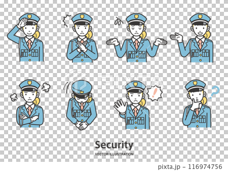 女性の警備員のイラスト素材セット 116974756