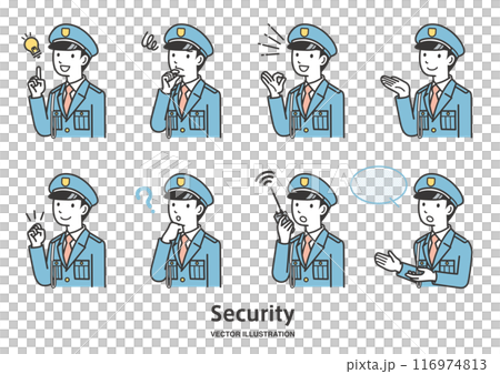 男性の警備員のイラスト素材セット 116974813