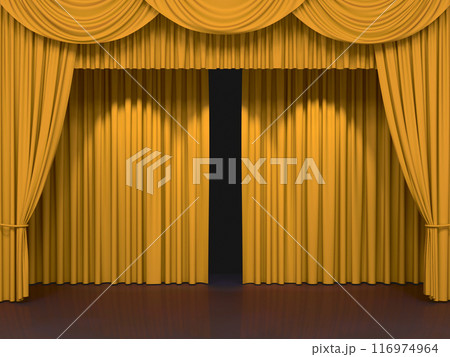 Luxury stage or windows curtains, realistic 3D illustration 116974964