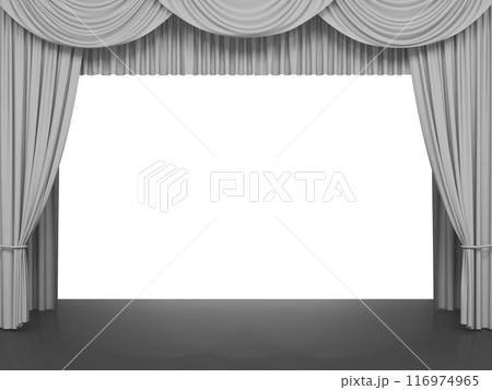 Luxury stage or windows curtains, realistic 3D illustration 116974965