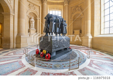 The final resting place of Marshal Foch, located inside the historic Les Invalides in Paris, adorned with wreaths and sculptures. Paris, France The final resting place of Marshal Foch, located inside the historic Les Invalides in Paris, adorned with wreaths and sculptures. Paris, France 116975018