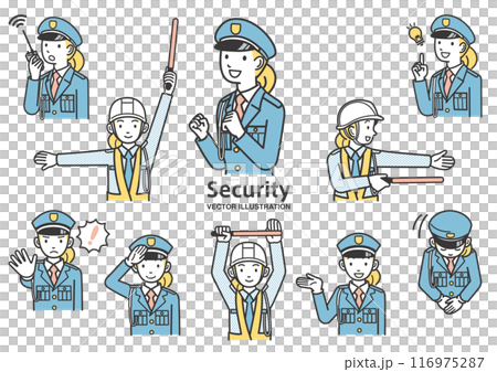 女性の警備員のイラスト素材セット 116975287