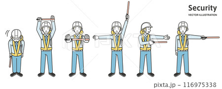 交通誘導をする女性の交通誘導警備員 116975338