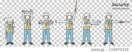 交通誘導をする女性の交通誘導警備員 116975338