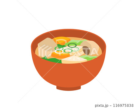 具だくさん野菜たっぷりの味噌汁のイラスト 116975838
