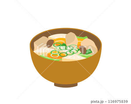 具だくさん野菜たっぷりの味噌汁のイラスト 具だくさん野菜たっぷりの味噌汁のイラスト 116975839