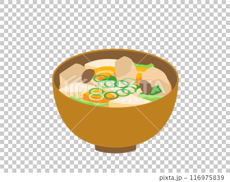 具だくさん野菜たっぷりの味噌汁のイラスト 具だくさん野菜たっぷりの味噌汁のイラスト 116975839