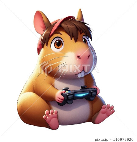 ゲームをするカピバラネズミ(前髪) 116975920