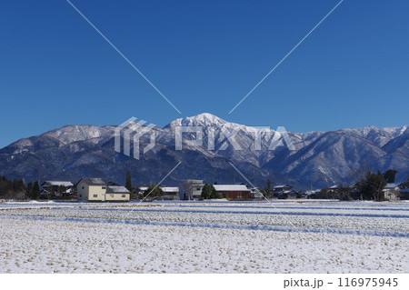 大野市から望む冬の荒島岳と小荒島岳 116975945