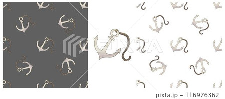 Set Creative marine seamless pattern. Pattern in hand draw style, created for fabrics 116976362