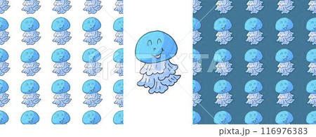 Set Creative marine seamless pattern. Pattern in hand draw style, created for fabrics 116976383