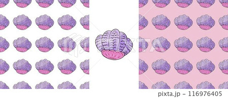 Set Creative marine seamless pattern. Pattern in hand draw style, created for fabrics 116976405