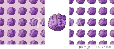 Set Creative marine seamless pattern. Pattern in hand draw style, created for fabrics 116976406