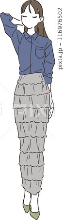 2024夏のファッショントレンドをテーマにしたシンプルなイラスト 116976502