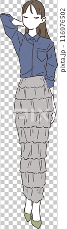 2024夏のファッショントレンドをテーマにしたシンプルなイラスト 116976502