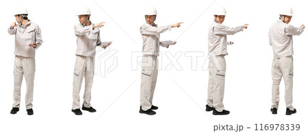 ヘルメット作業着の建設工事工場の男性の全身人物切り抜き素材 ヘルメット作業着の建設工事工場の男性の全身人物切り抜き素材 116978339