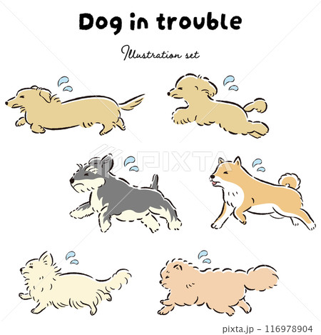 困った表情の犬のイラストセット 116978904