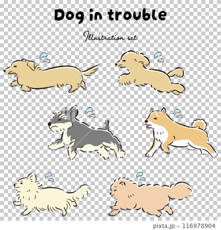困った表情の犬のイラストセット 116978904