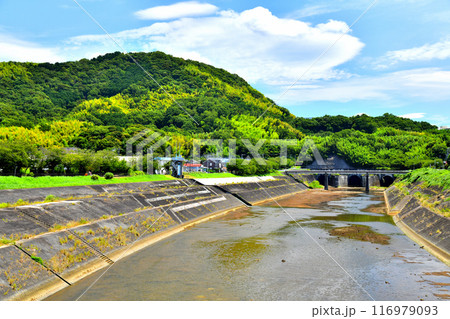 狩野川放水路/長塚橋より珍野橋方面を望む(静岡県伊豆の国市)【2024.7】 狩野川放水路/長塚橋より珍野橋方面を望む(静岡県伊豆の国市)【2024.7】 116979093