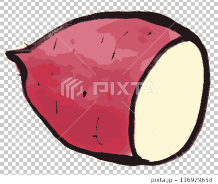 墨で描かれたシンプルなサツマイモのイラスト 116979658