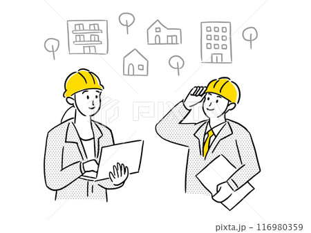 建設業の現場で働く男女 116980359