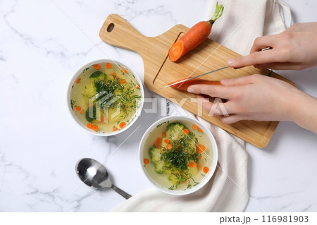 Vegetable soup, concept of healthy food, healthy nutrition Vegetable soup, concept of healthy food, healthy nutrition 116981903