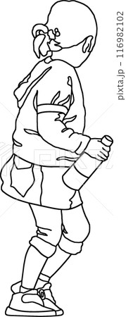人物線画塗り絵、子供イラスト015、背景透明 人物線画塗り絵、子供イラスト015、背景透明 116982102