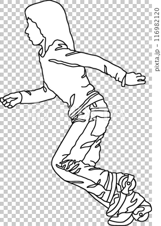 Line drawing of a person, coloring book, children's illustration 031, background transparent 116982120