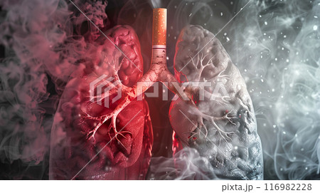 煙草の煙で病んだ肺のイメージ 煙草の煙で病んだ肺のイメージ 116982228