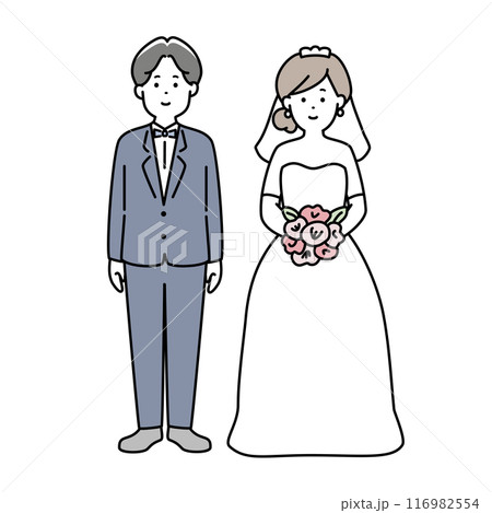 新郎新婦のイラスト素材 全身 新郎新婦のイラスト素材 全身 116982554