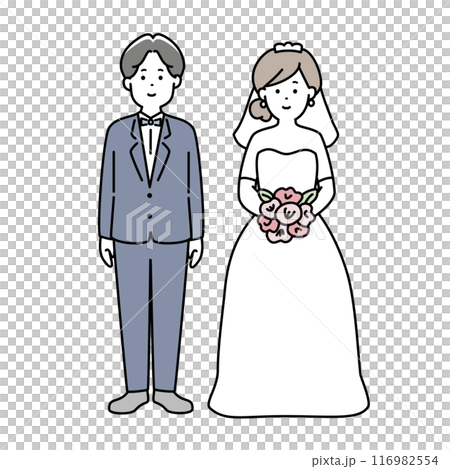 新娘新郎插畫素材全身 116982554
