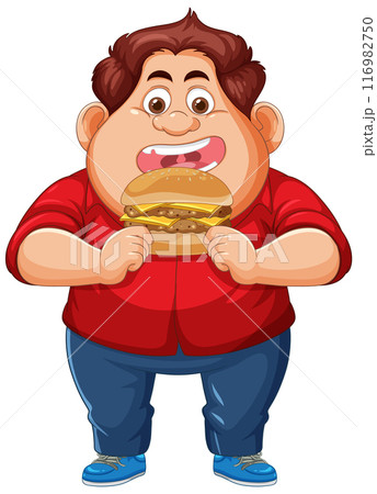 Happy Boy Eating a Burger 116982750
