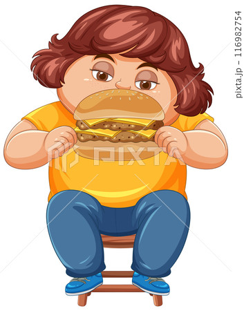 Child Enjoying a Big Burger 116982754