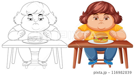 Child Enjoying a Delicious Burger 116982839