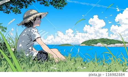 夏の終わりの海と空
