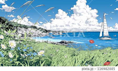 夏の終わりの海と空