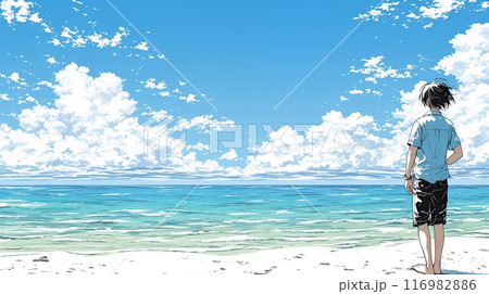 夏の終わりの海と空